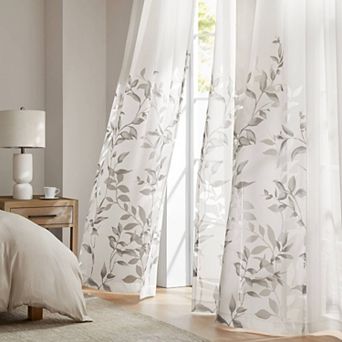 Madison Park Vera 2-Pack Sheer Burnout Printed Grommets Curtain Panels