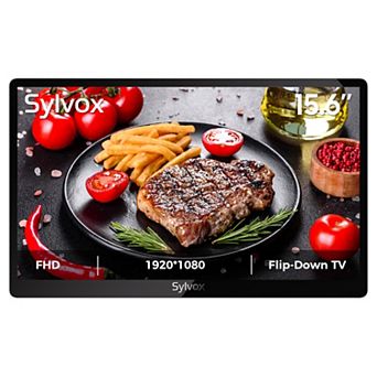 Sylvox 15.6" Kitchen TV, 1080P Full HD Under Cabinet TV, Flip-Down Small 12 Volt TV for Kitchen RV