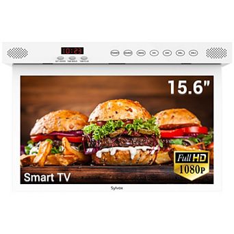 Sylvox 15.6" Smart Kitchen TV, 1080P FHD Flip-down Under Cabinet TV, Small TV with Timer Function