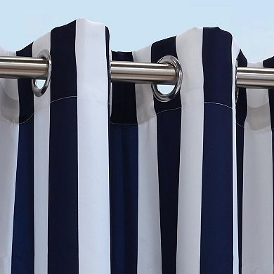 Commonwealth Outdoor Decor Coastal Stripe Grommet Top Curtain Panel - 50x108'' - Navy