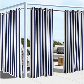 Outdoor Decor Coastal Stripe Grommet Top Curtain Panel