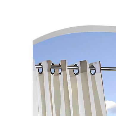 Commonwealth Outdoor Decor Escape Stripe Voile Grommet Top Window Panel - 54x84" - Khaki
