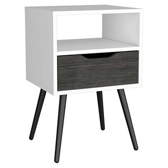 Otom Nightstand , Superior Top, One Open Shelf, One Drawer, Four Legs