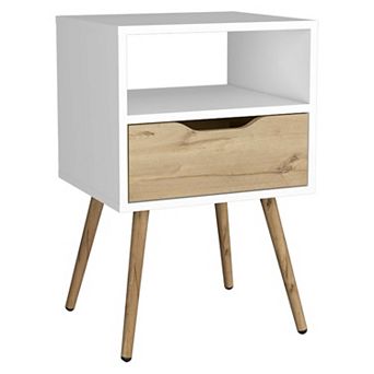 Otom Nightstand , Superior Top, One Open Shelf, One Drawer, Four Legs