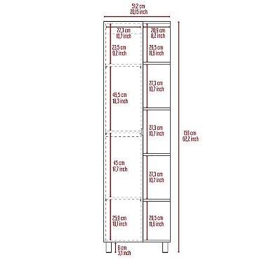 Urano Mirror Linen Cabinet, Four Interior Shelves, Five External Shelves