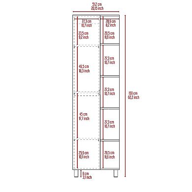 Urano Mirror Linen Cabinet, Four Interior  Shelves, Five External Shelves