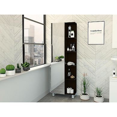 Urano Mirror Linen Cabinet, Four Interior Shelves, Five External Shelves