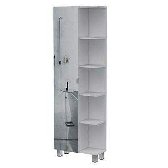 Urano Mirror Linen Cabinet, Four Interior Shelves, Five External Shelves