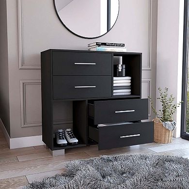 Krista Dresser, Two Open Shelves, Four Drawers