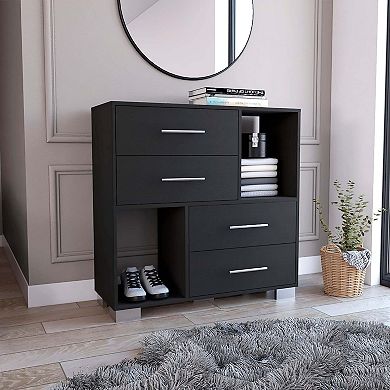 Krista Dresser, Two Open Shelves, Four Drawers