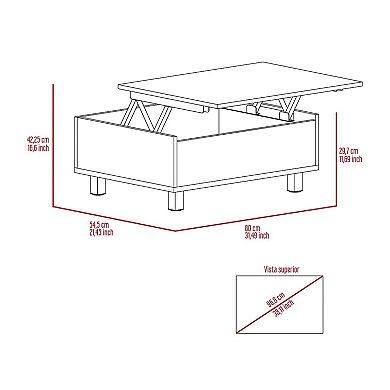 Gambia Lift Top Coffee Table, Four Legs