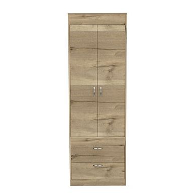 Lisboa Armoire, Rod, Double Door, Two Drawers, Metal Handles