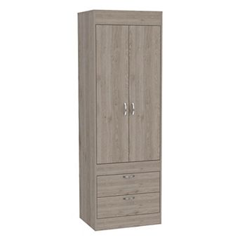 Lisboa Armoire, Rod, Double Door, Two Drawers, Metal Handles
