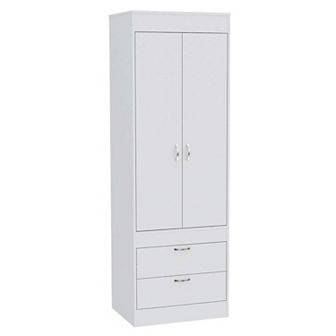 Lisboa Armoire, Rod, Double Door, Two Drawers, Metal Handles