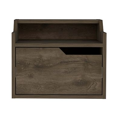 Busan Modern Floating Nightstand, Single-drawer Design With Sleek Two-tiered Top Shelf Surfaces