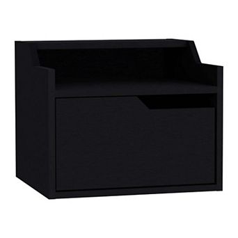 Busan Modern Floating Nightstand, Single-drawer Design With Sleek Two-tiered Top Shelf Surfaces