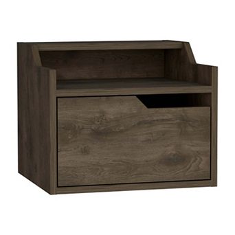 Busan Modern Floating Nightstand, Single-drawer Design With Sleek Two-tiered Top Shelf Surfaces