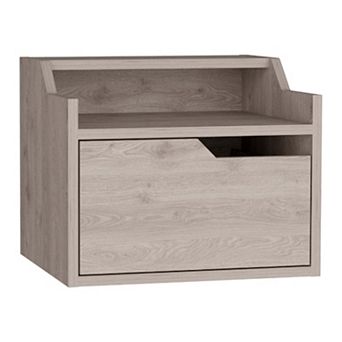 Busan Modern Floating Nightstand, Single-drawer Design With Sleek Two-tiered Top Shelf Surfaces