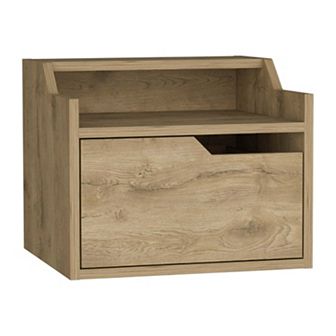 Busan Modern Floating Nightstand, Single-drawer Design With Sleek Two-tiered Top Shelf Surfaces
