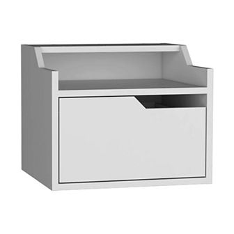 Busan Modern Floating Nightstand, Single-drawer Design With Sleek Two-tiered Top Shelf Surfaces