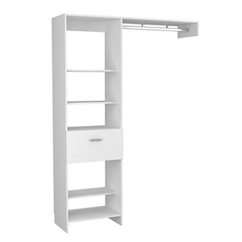 Manchester 150 Closet System, Metal Rod, Five Open Shelves, One Drawer