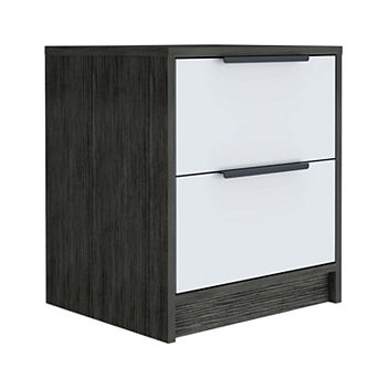 Kaia Nightstand, Two Drawers, Metal Handle