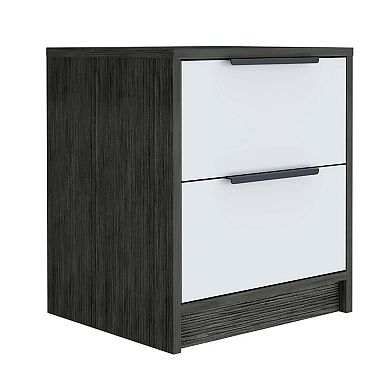 Kaia Nightstand, Two Drawers, Metal Handle