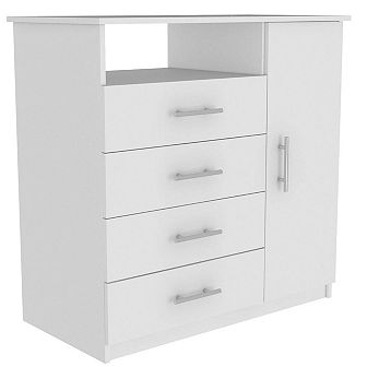 Peru 4 Drawer Dresser, Single Door Cabinet, One Open Shelf, Superior Top