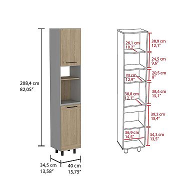 Hasselt Kitchen Pantry, Double Door, Six Shelves