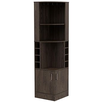 Syrah Corner Bar Cabinet, Two External Shelves
