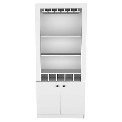 Montenegro Bar Cabinet, Double Door Cabinet, Five Built-in Wine Rack, Three Shelves
