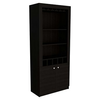 Montenegro Bar Cabinet, Double Door Cabinet, Five Built-in Wine Rack, Three Shelves