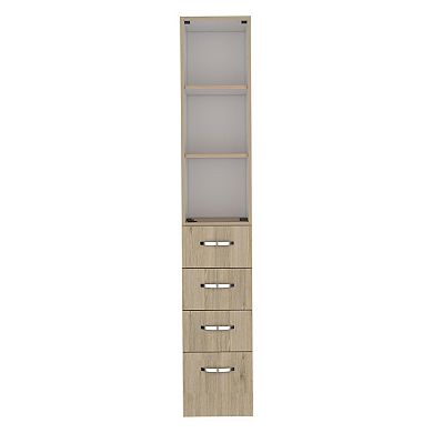 Vanguard Linen Cabinet, Three Shelves, Four Drawers