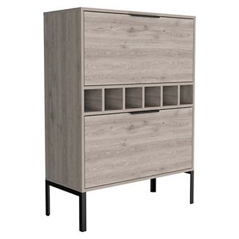 Lyrata Bar Cabinet, Six Built-in Wine Rack, Double Door