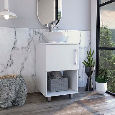 Gouda 18" Single Bathroom Vanity, One Open Shelf, Single Door Cabinet