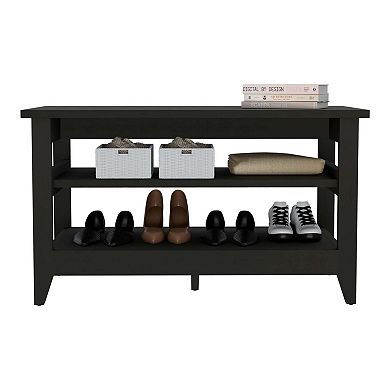 Misuri Storage Bench, Four Legs, 3-tier Shelf