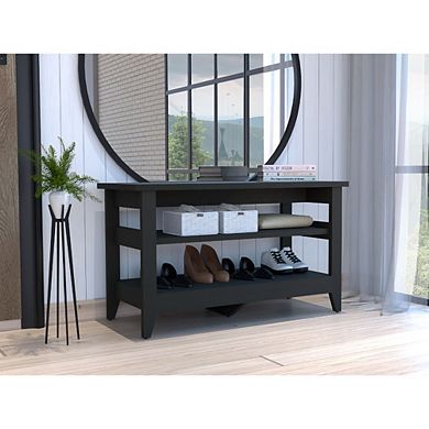 Misuri Storage Bench, Four Legs, 3-tier Shelf