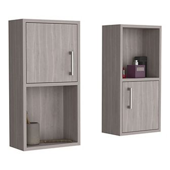 Oba 2 pc Wall-mounted Bathroom Medicine Cabinet With Open And Closed Storage
