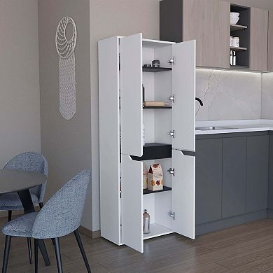 Herrin Storage Cabinet Kitchen Pantry With Four Doors And And Five Interior Shelves