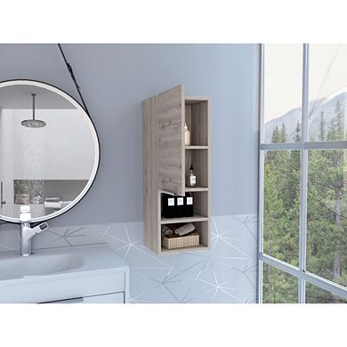 Mila Bathroom Cabinet, Two Interior Shelves, Two External Shelves, Single Door Cabinet