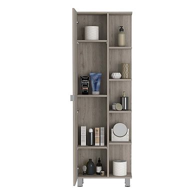 Urano Mirror Linen Cabinet, Four Interior  Shelves, Five External Shelves