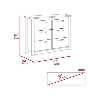 Becca 6 Drawer Double Dresser , Four Legs, Metal Hardware