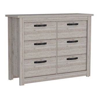 Becca 6 Drawer Double Dresser , Four Legs, Metal Hardware
