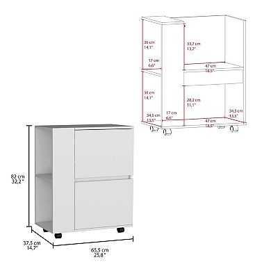 Glasgow Bar Cart Two Pull-down Door Cabinets And Two Open Shelves