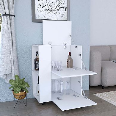 Glasgow Bar Cart Two Pull-down Door Cabinets And Two Open Shelves