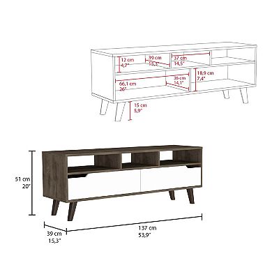 Oslo Tv Stand For Tv´s Up 51", Two  Drawers, Four Legs, Three Open Shelves