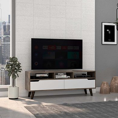 Oslo Tv Stand For Tv´s Up 51", Two Drawers, Four Legs, Three Open Shelves