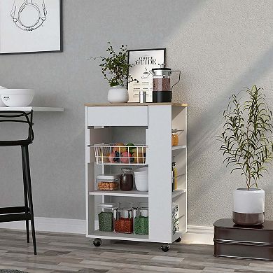 Blosson Kitchen Cart, One Drawer, Two Open Shelves, Four Casters