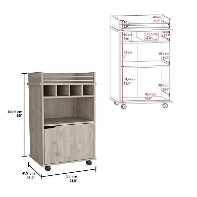 Phoenix Bar Cart With 2 Open Shelves 4 Wine Cubbies And Cabinet