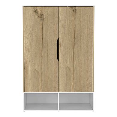 Rosie Armoire, Two Open Shelves, Double Door, Five Shelves, Hanging Rod